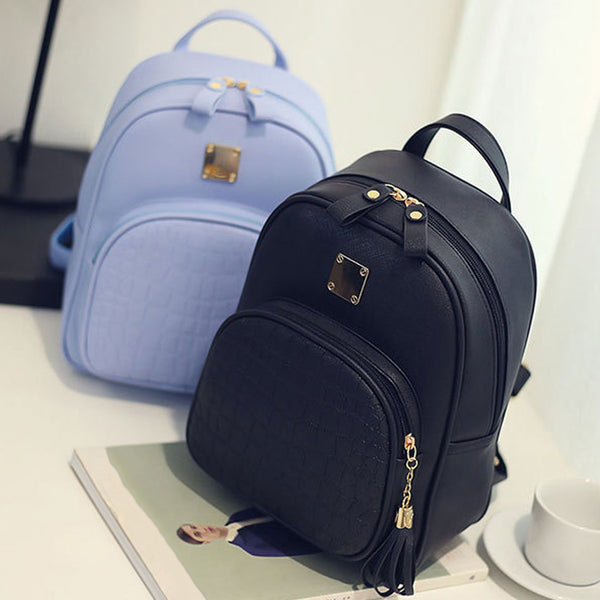 Backpack Girls backpack Solid backpacks female Zipper Women Fashion Stone Pattern Travel PU Satchel School Bags