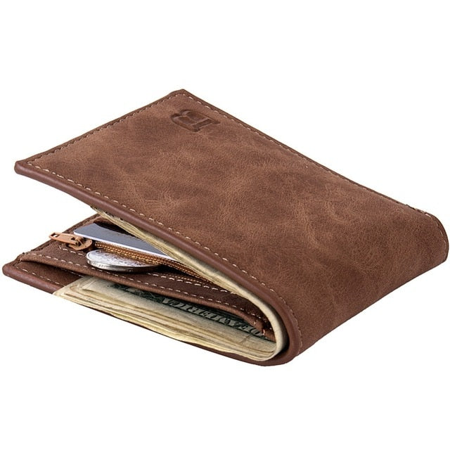 Fashion Scrub Leather Men Wallets Vintage Designer Male Short Wallet Bifold SIM Card Holder Slim Purses For