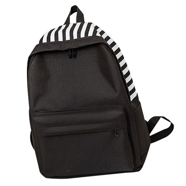 LJL-College Style Casual Couple Backpack Simple Fashion Striped Student Backpack