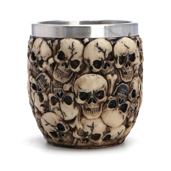 1Pc Stainless Steel Resin Drinking Mug Skeleton Skull Coffee Milk Beer Cup for Halloween Decor Kitchen Drinkware