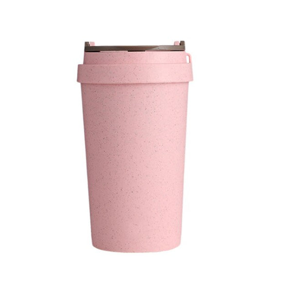 400ML Hot Beverage Heat Preservation With Lid Leak Proof Fashion Coffee Mug Wheat Straw Thermal Insulated Double Wall Bar