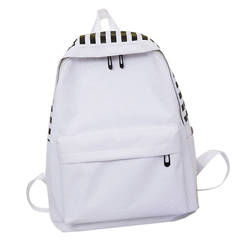LJL-College Style Casual Couple Backpack Simple Fashion Striped Student Backpack