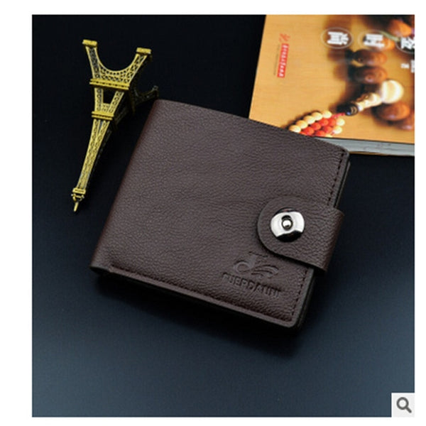 Billetera Hombre Wallet Men Luxury Man Magnetic Buckle Leather Material Polyester Wallets Purse Clutch Short Type Casual