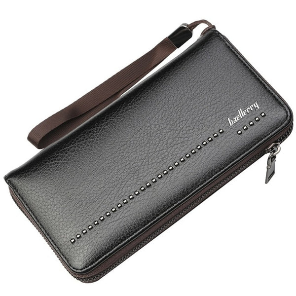 Men's fashion wallet solid color waterproof classic zipper long card package